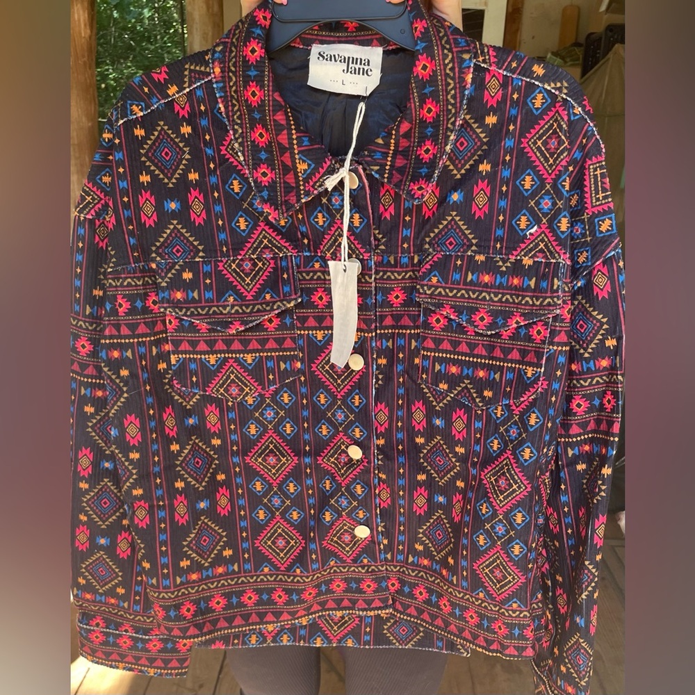 Savanna Jane Multicolor Tribal Print Jacket